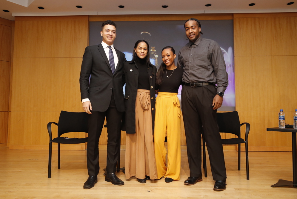 Los participantes de Experienceship de HBCU (I-D) Tucker Toole, Shala Murray, Janae Adams y Bundrea Conway.